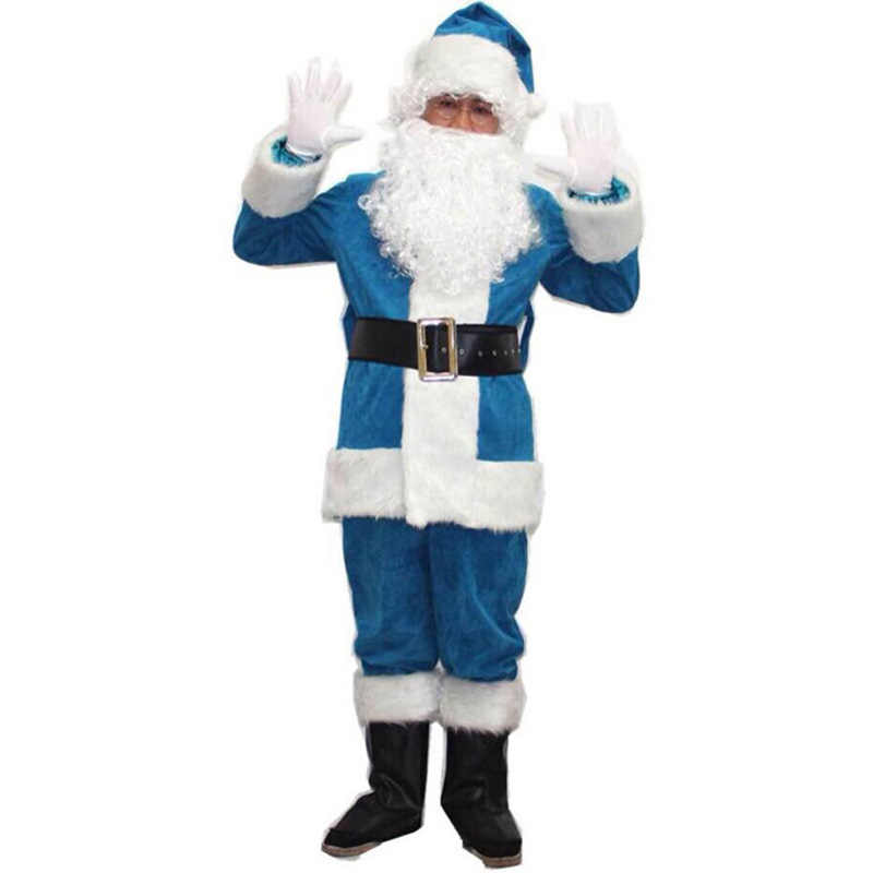 Adult Christmas Costume Blue Santa Suit