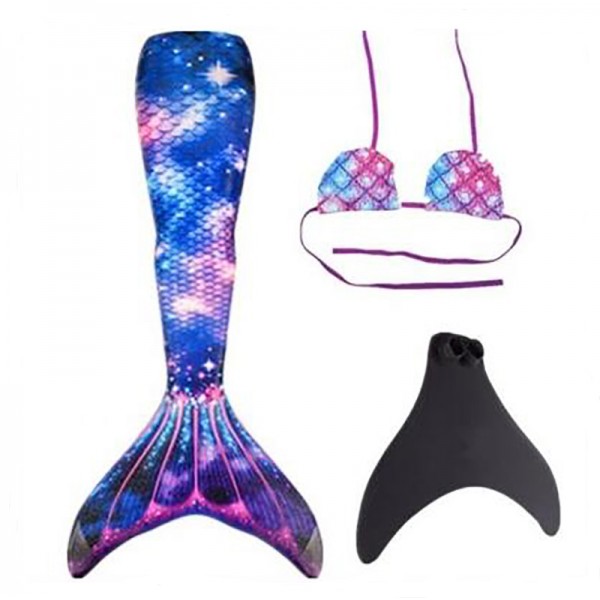 Three-piece adult mermaid swimming bikini swimsuit set