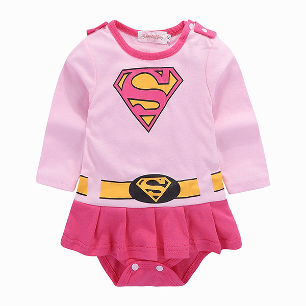 Girls superman cartoon cotton one-piece baby cosplay costume