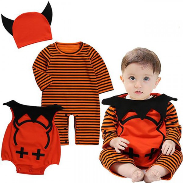 Baby Halloween performance costume long-sleeved little devil one-piece three-piece suit