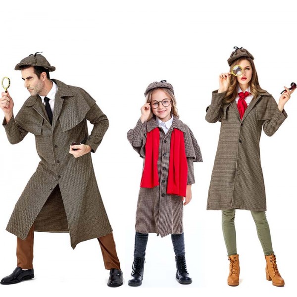 Halloween detective Sherlock Holmes cosplay unisex adults kids performance costume