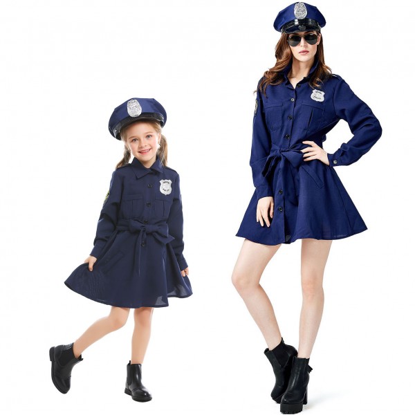 Halloween costume adult child police uniform cosplay suit