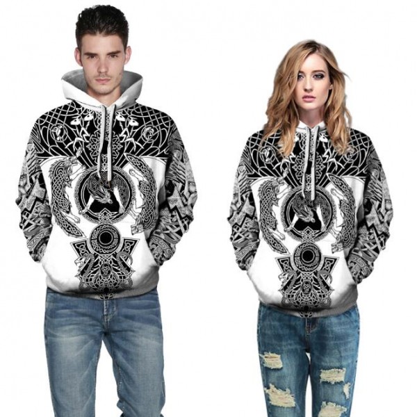 Digital print couple pullover unisex hoodies