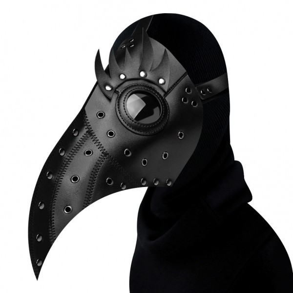 Halloween Plague Doctor Long Nose Beak Black Headgear