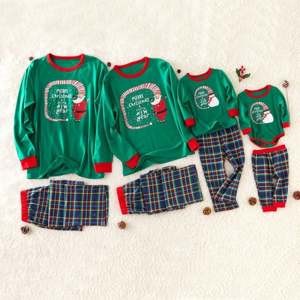 Family Christmas Pajamas Pjs Green Pants With Top
