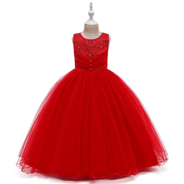 Girls Dress Princess Costumes Red Long Skirt 