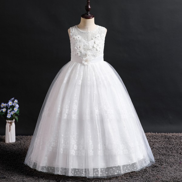 Girls Dress Princess Costumes White Long Skirt 