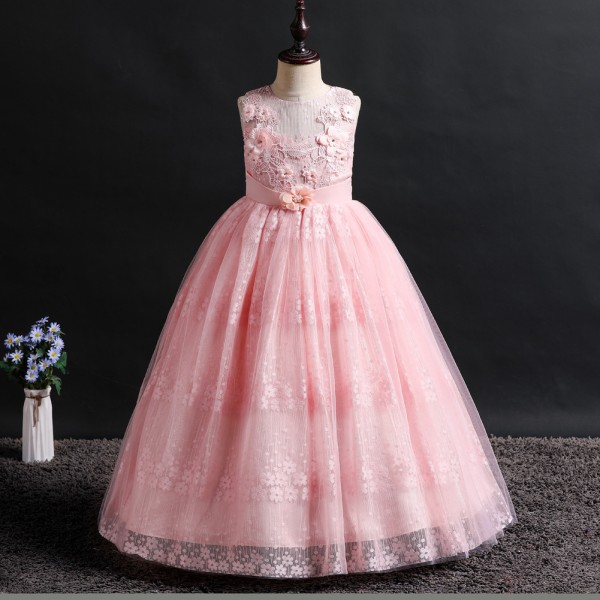 Girls Dress Princess Costumes Light Pink Long Skirt 