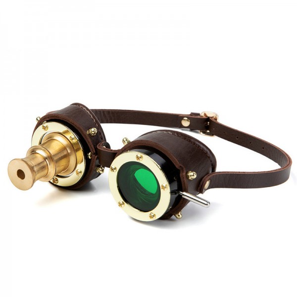 Steampunk PU Green Goggles Blindfold 