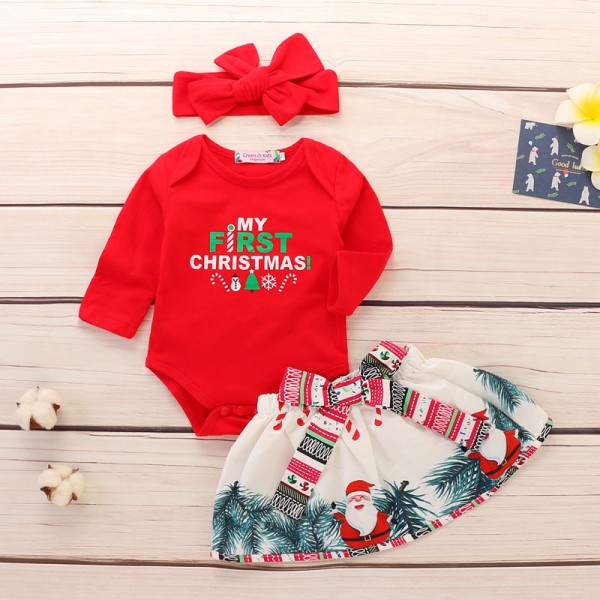 A Gift for Baby girls First Christmas Dress Clothes