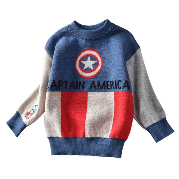 Blue Captain America Ugly Christmas Superhero Sweaters