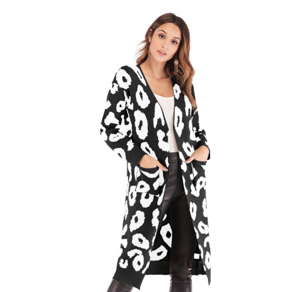 Plus Size Cheap Leopard Ugly Christmas Cardigan Sweater For Women
