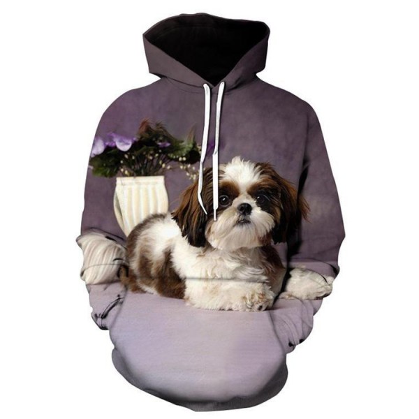 Long Sleeve Hoodie Dog Print Style One Piece Of Sweatshirt For Adults