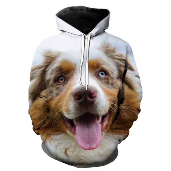 Plus Size Dog Print Hoodie Animal Sweatshirt For Men And Women