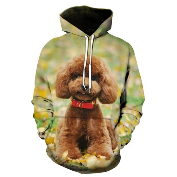 Poodle Dog Print Style Sweatshirt Cute Animal Hoodie