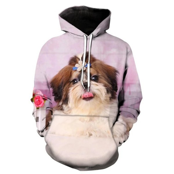 Cute Dog Print Sweatshirt Animal Hoodie For Men And Women