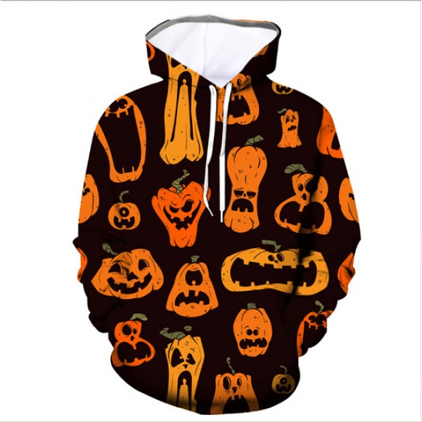 Adult Halloween Pumpkin Face Sweatshirt Hoodie