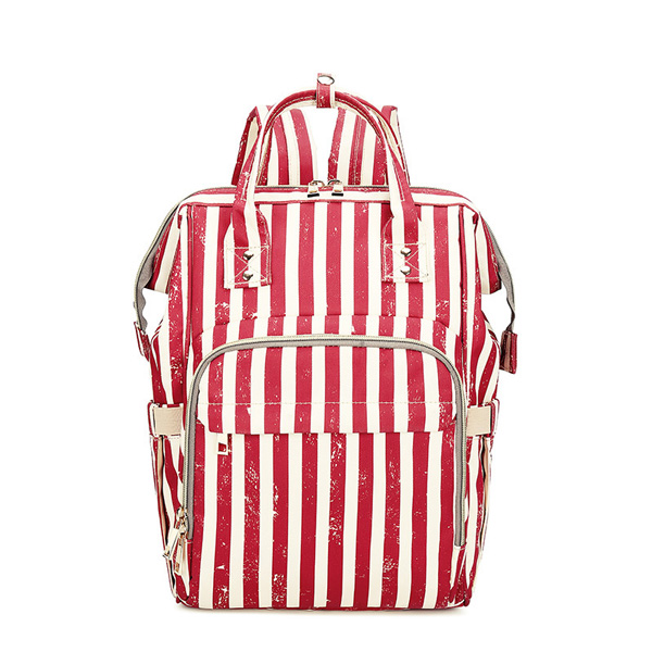 Red Striped Baby Diaper Backpack Bookbag
