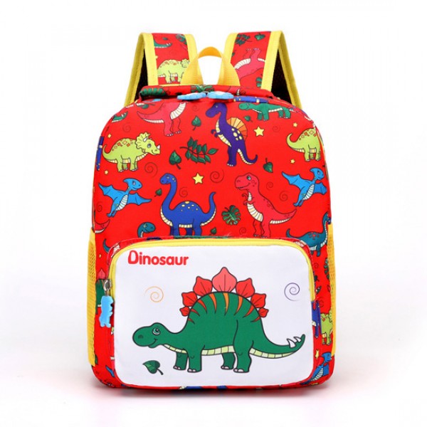 Cute Boys And Girls Dinosaur Schoolbag Red Backpack