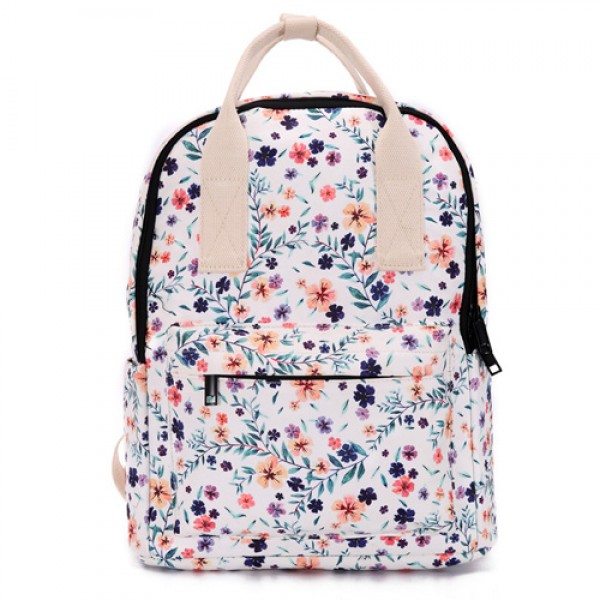 White floral backpack Flower Rucksack