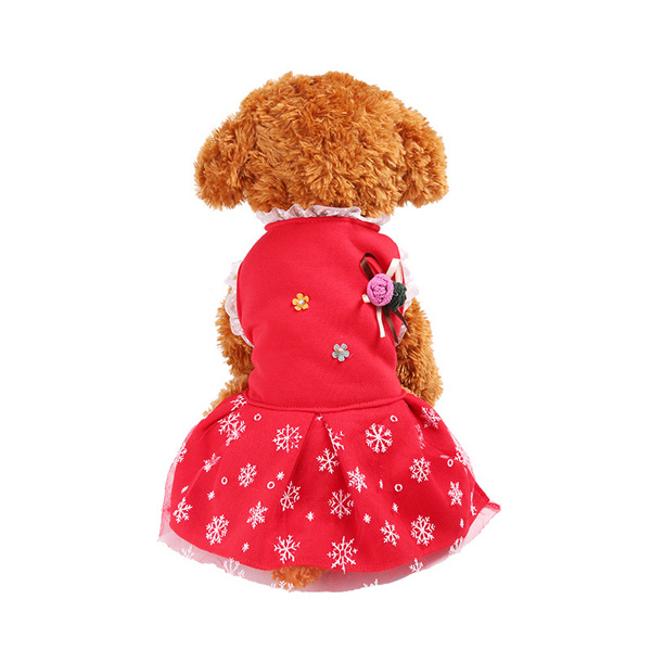 Dog Red Christmas Snowflake Costume Outfit