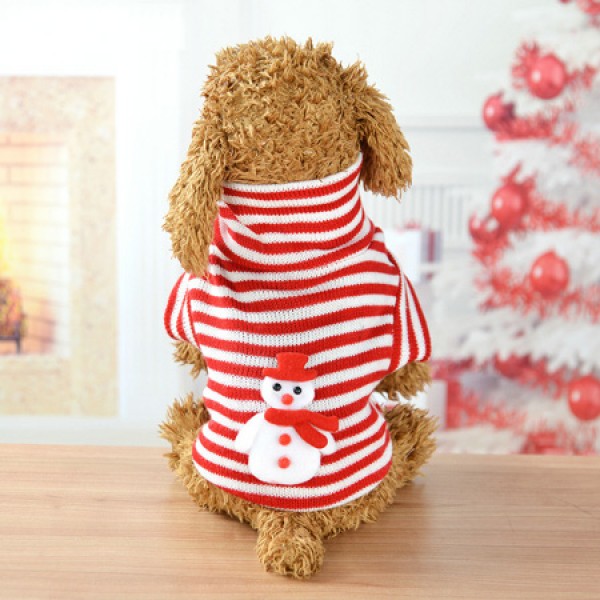 Pet Dog Striped Christmas Snowman Costume 