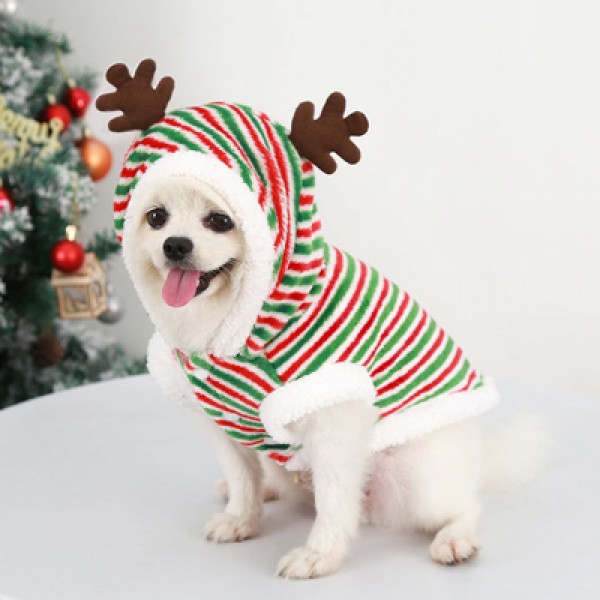 Dog Striped Christmas Reindeer Costume 