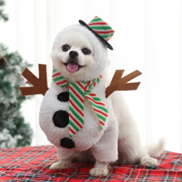 Dog Striped Christmas Snowman Costume 