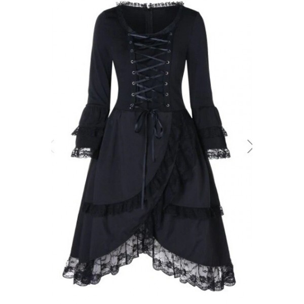 Black Medieval Costume Dress For Adult 