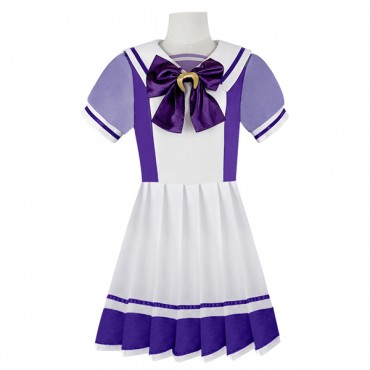 Purple Girls School Uniform Gray Costumes