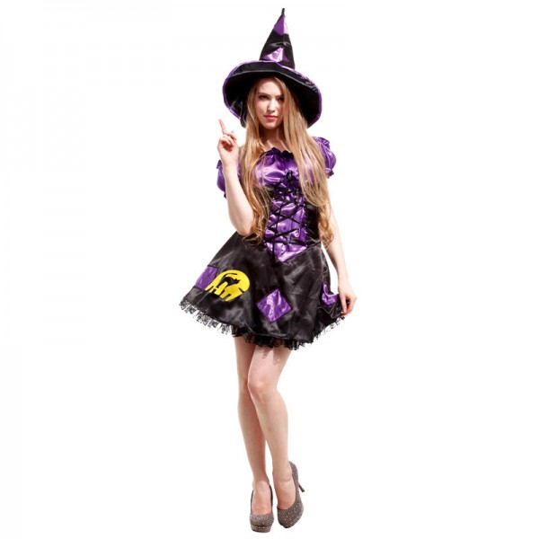 Adult Witch Purple Dress Costume For Women