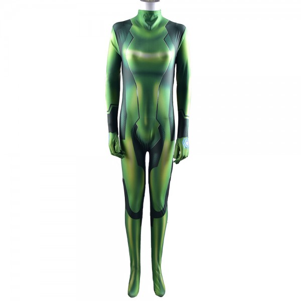Metroid Samus Aran Green Costume Jumpsuit 