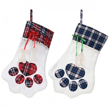 Dog Paw Print Christmas Stocking