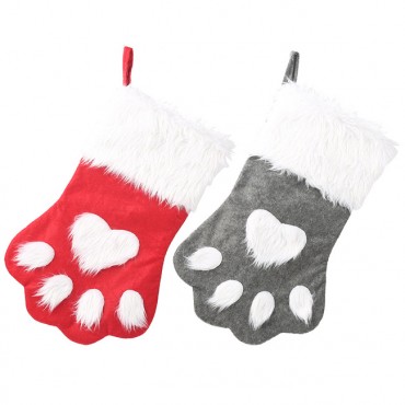 Red Dog Paws Christmas Stocking Decorations