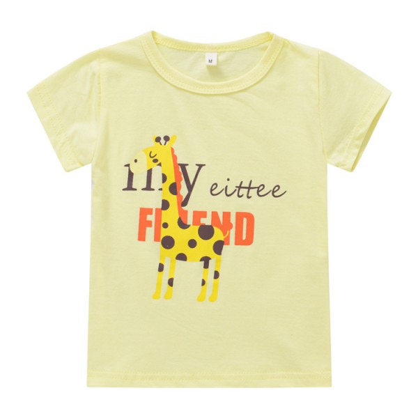 Girls Giraffe Yellow T Shirt