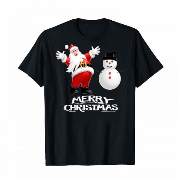 Snowman And Santa Claus Merry Christmas T Shirt 