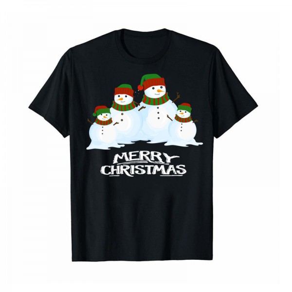 Snowman Christmas Black T Shirt