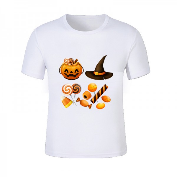 Halloween Boys And Girls White Short Sleeve T Shirts