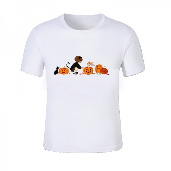 Girls Pumpkin Print Halloween T Shirts