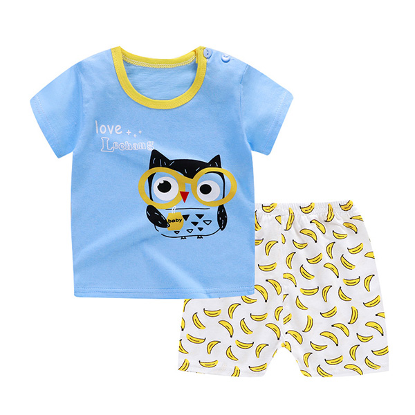 Cute Owl Short Sleeve T Shirt Set