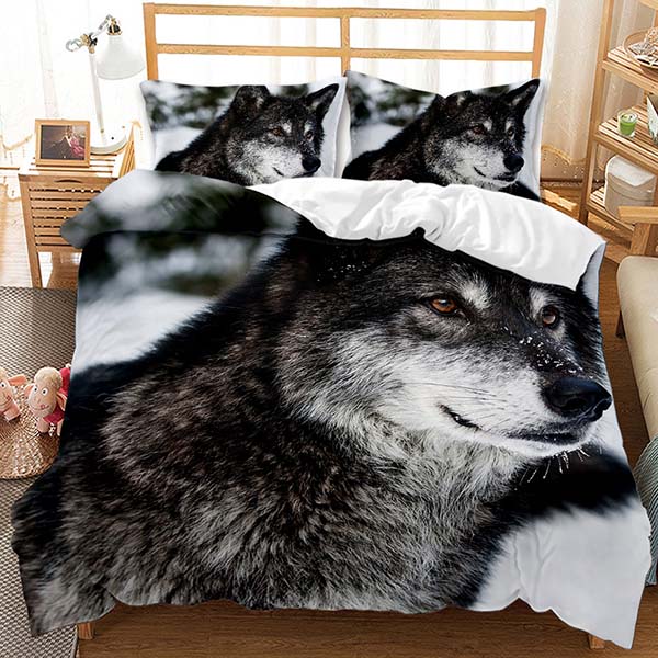 3D Style Animal Comforter Set Wolf Bedding 