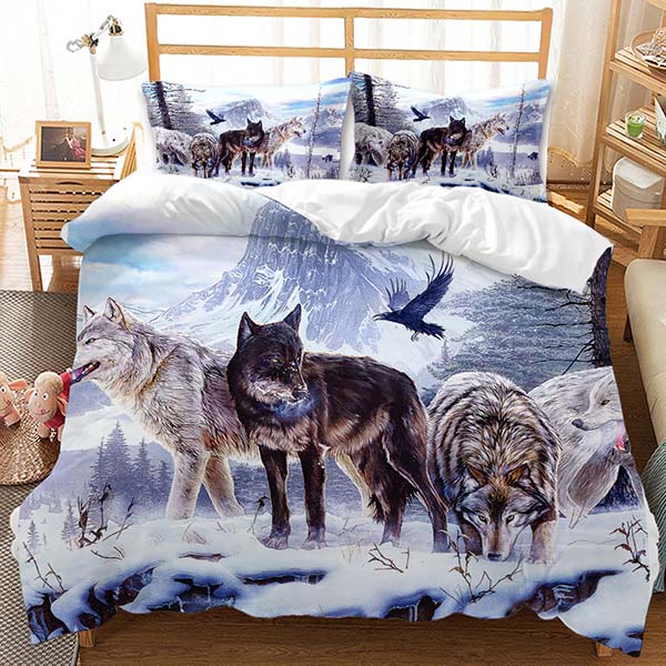 3D Style Animal Wolf Bed Set  