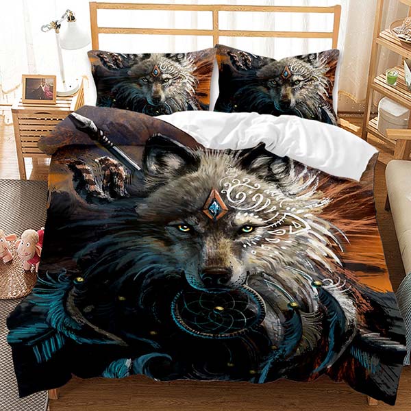 3D Style Animal Wolf Comforter Set  