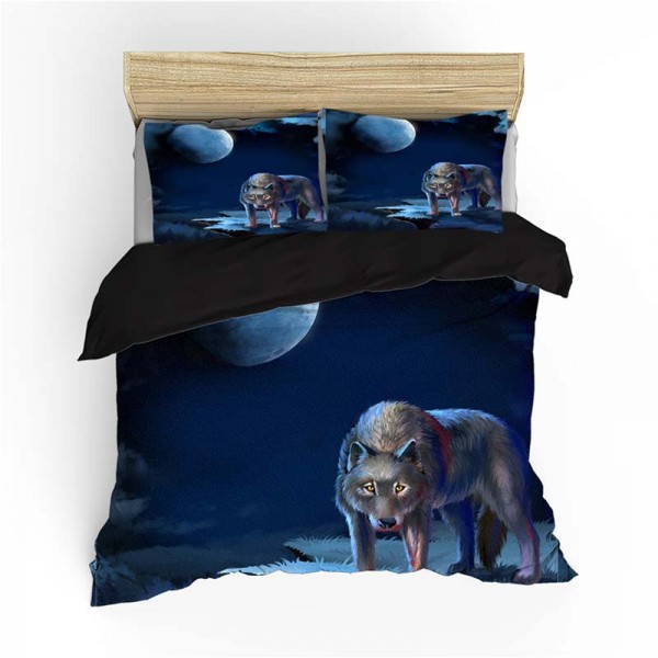 Animal Print Comforter Set Wolf Bed Sheets 