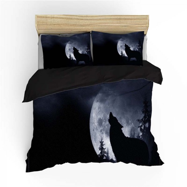 Print Comforter Set Wolf Bedding Sheets 