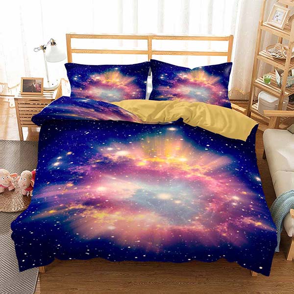 3D Style Printed Galaxy Bed Set 