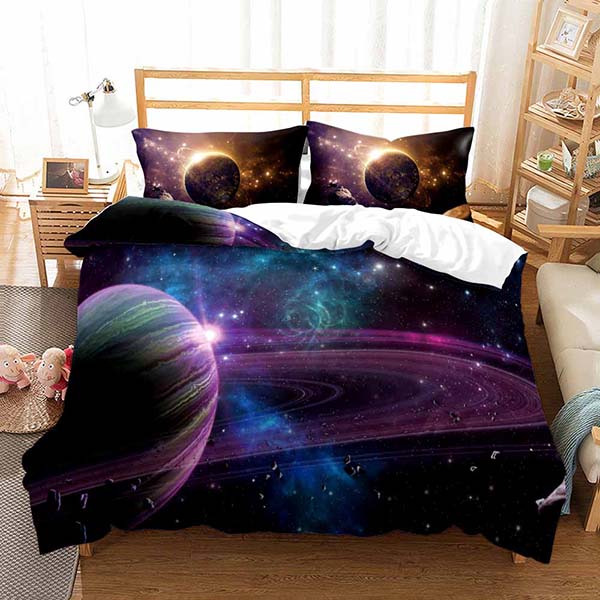 3D Style Colorful Printing Galaxy Bed Set    