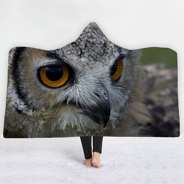 3D Style Anime Owl Hooded Blanket
