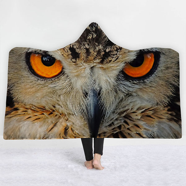 3D Printed Owl Hooded Blanket For Adult And Kids 