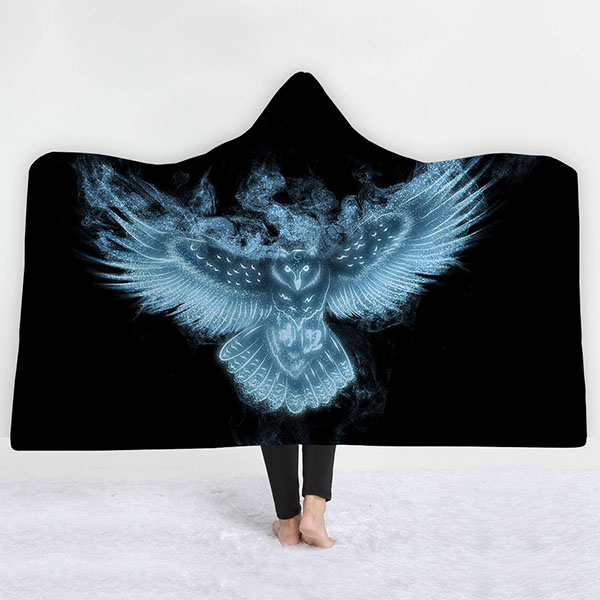 Owl Hooded Blanket For Adult And Kids